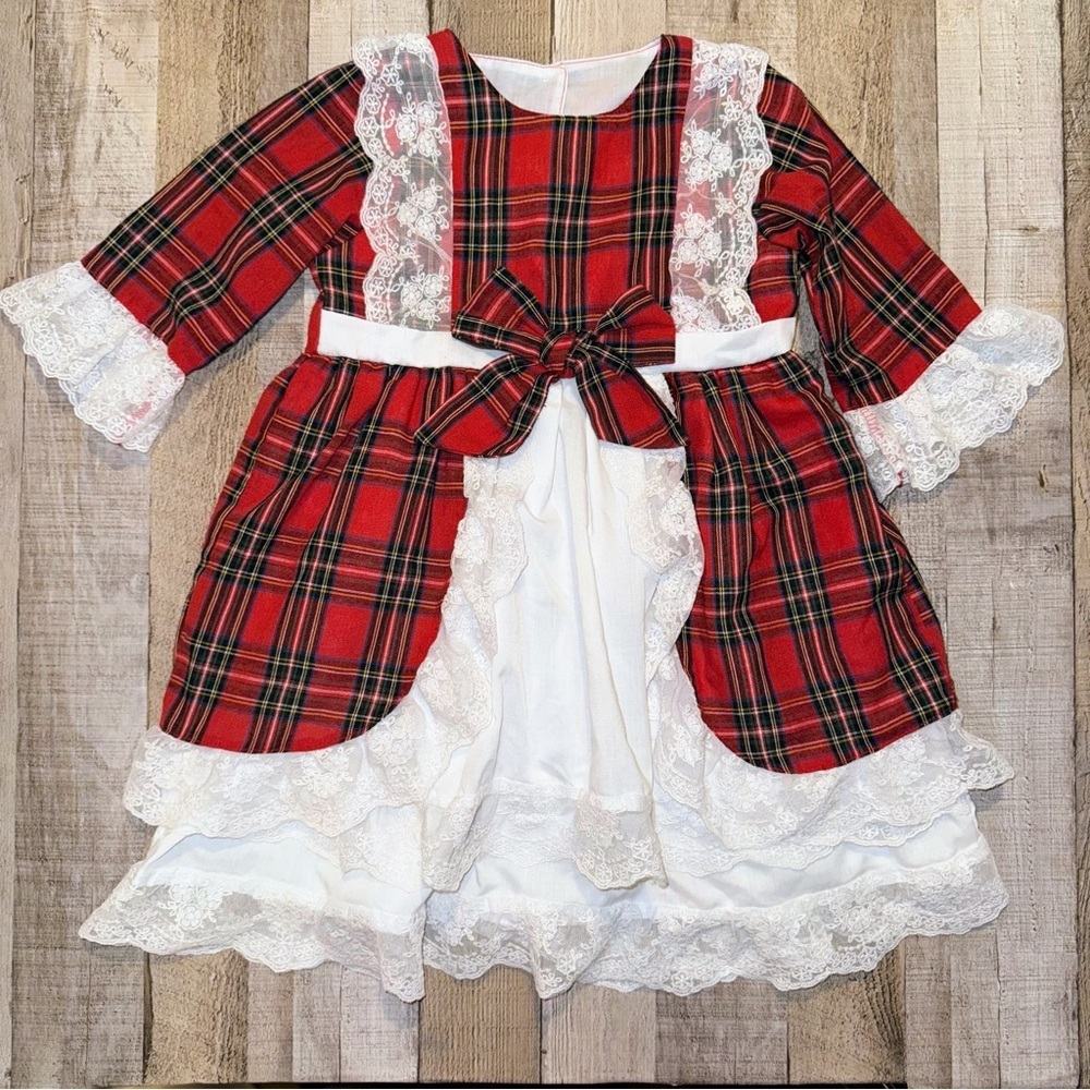 Christmas Plaid Dress with Lace Sz 4/5 Toddler